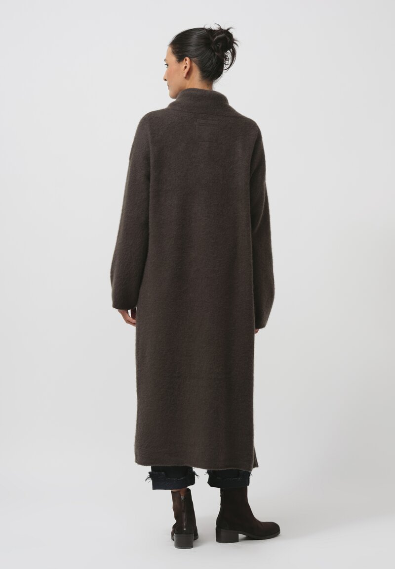 Frenckenberger Cashmere Big Cardigan Coat in Black Olive Green	