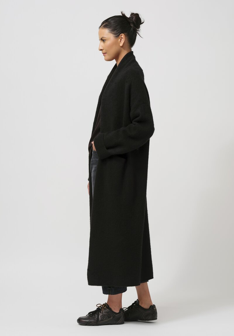 Frenckenberger Cashmere Big Cardigan Coat in Black