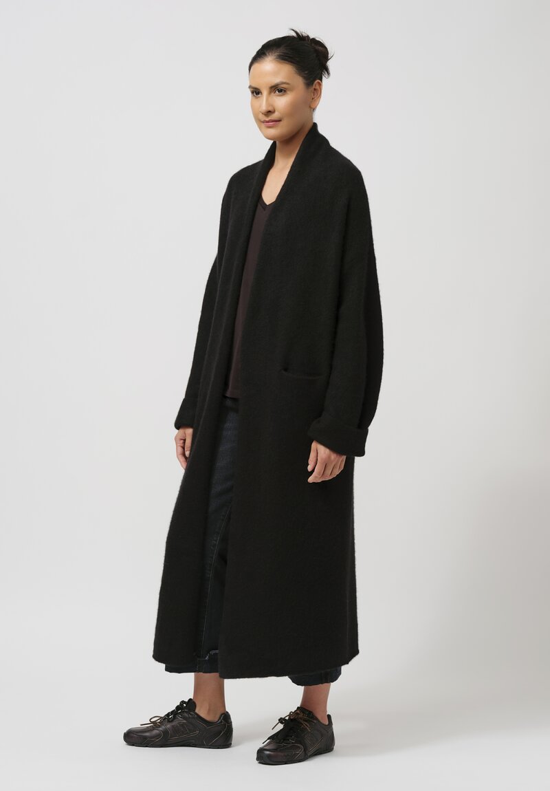 Frenckenberger Cashmere Big Cardigan Coat in Black