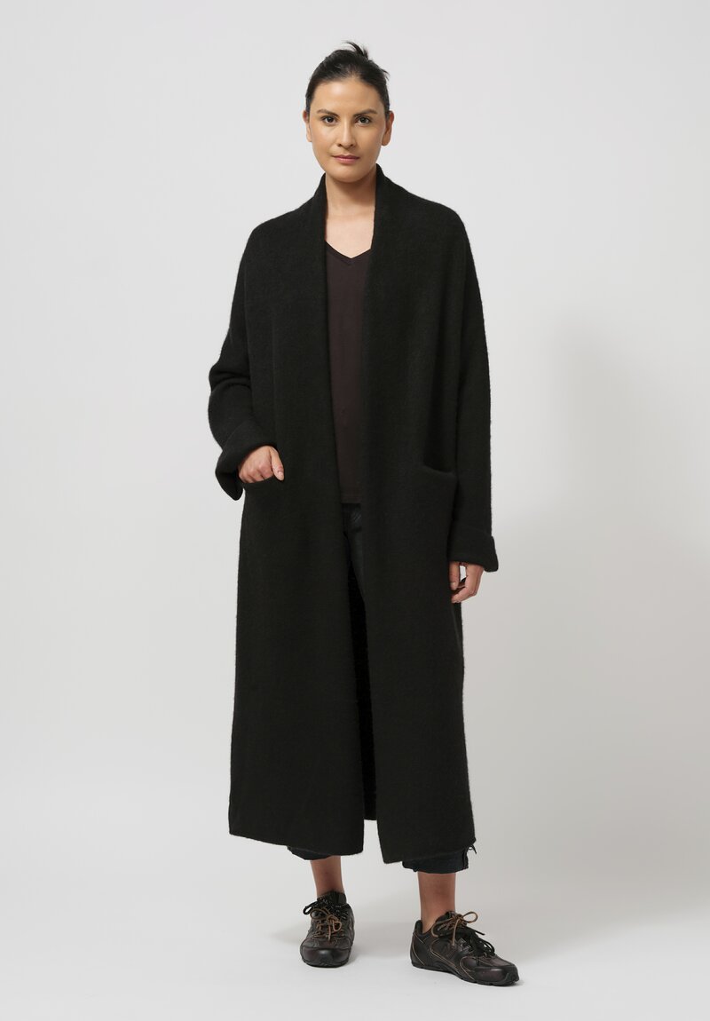 Frenckenberger Cashmere Big Cardigan Coat in Black