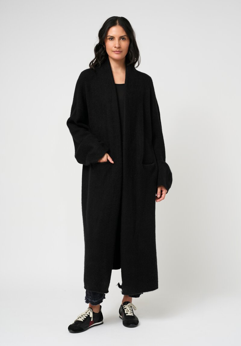 Frenckenberger Cashmere Big Cardigan Coat in Black