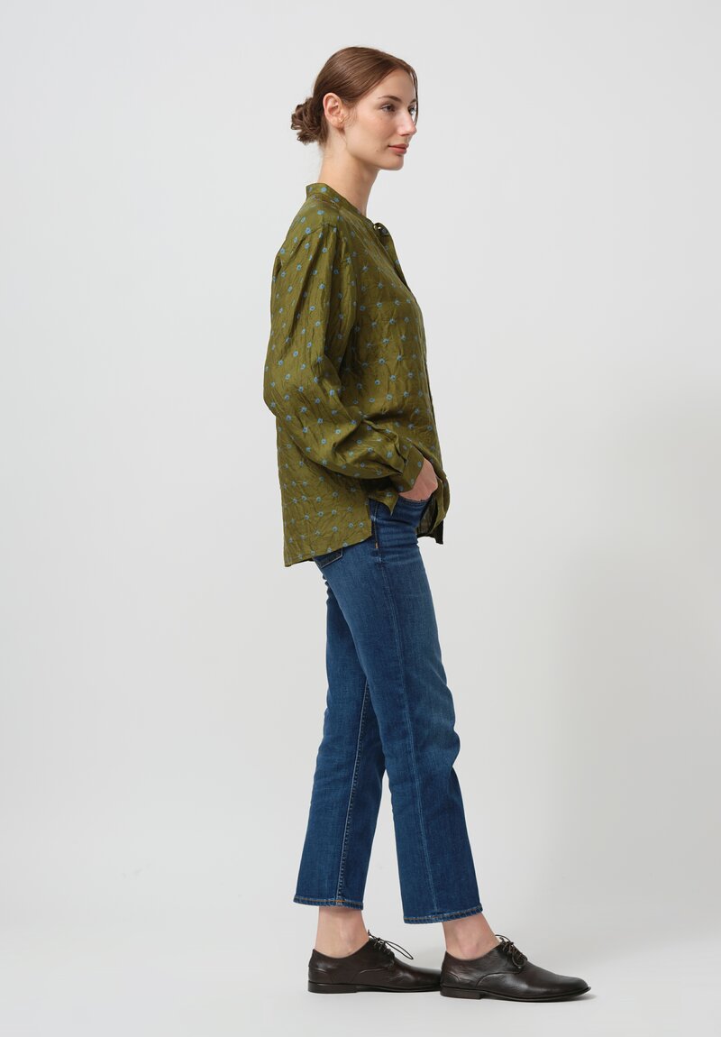 Maku Textiles Handwoven Silk Pollux Shirt in Green	