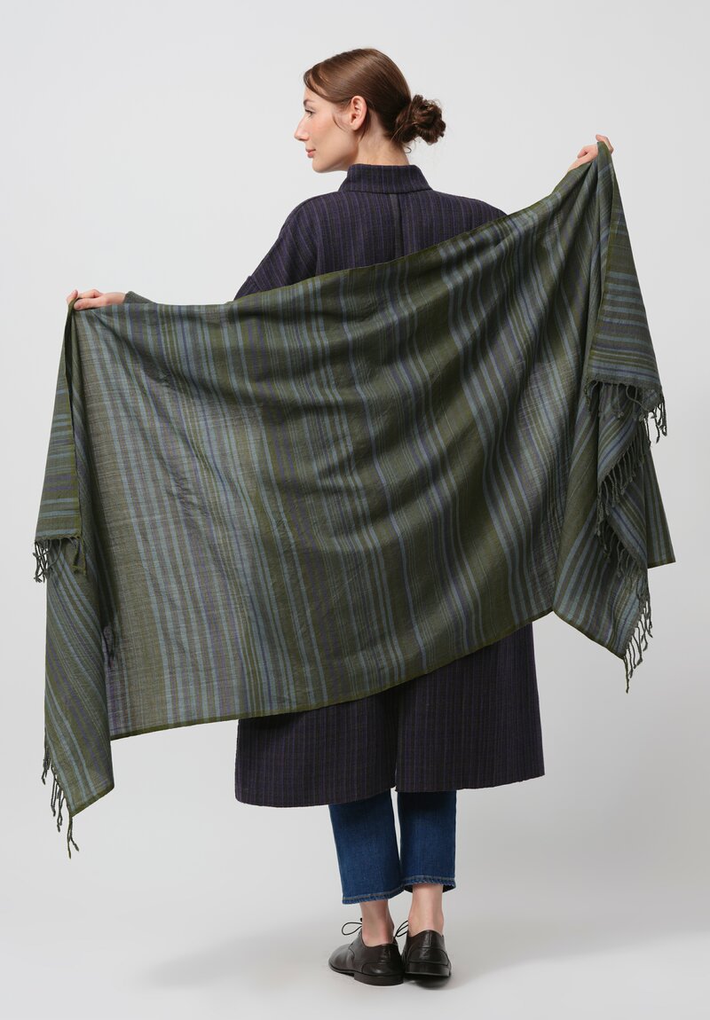 Maku Textiles Handwoven Cotton Scarf in Fern Green	