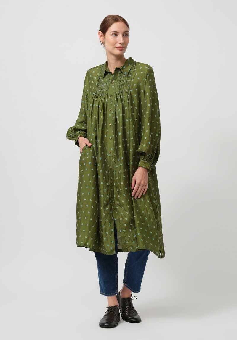 Maku Textiles Handwoven Silk Cersei Tunic in Green	