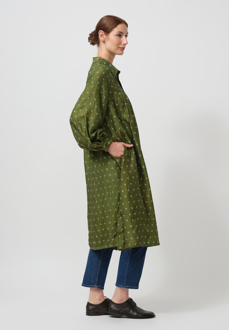 Maku Handwoven Silk Cersei Tunic in Green	