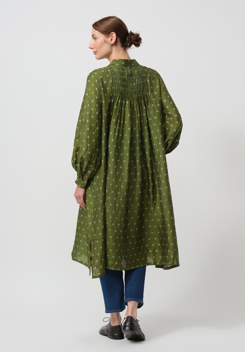 Maku Handwoven Silk Cersei Tunic in Green	