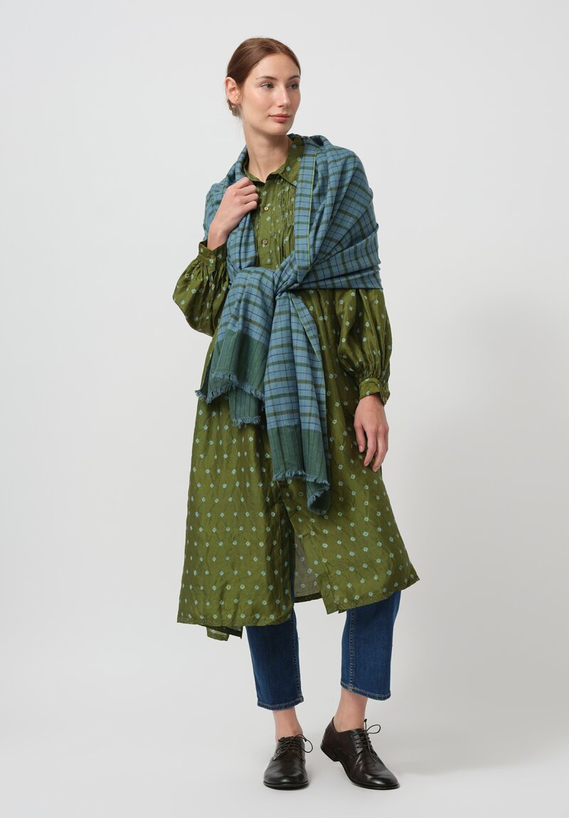 Maku Handwoven Silk Cersei Tunic in Green	