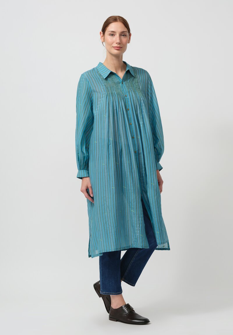 Maku Textlies Handwoven Silk Cersei Tunic in Blue	