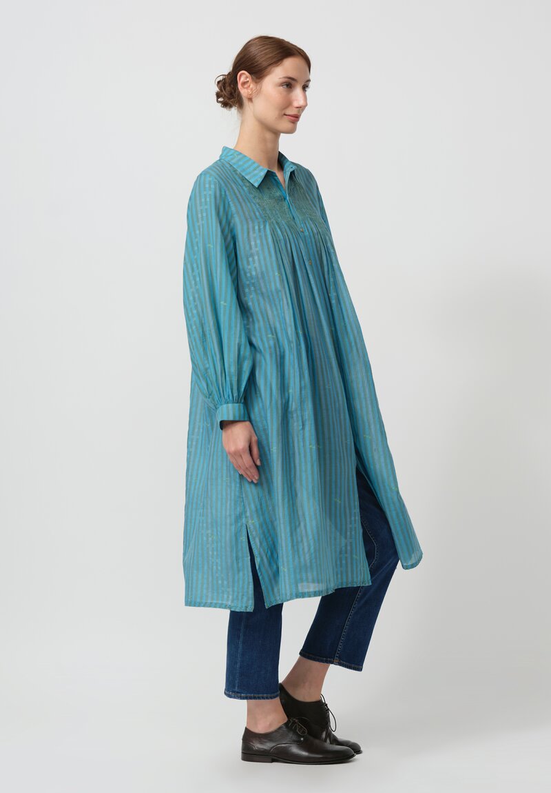 Maku Textlies Handwoven Silk Cersei Tunic in Blue	