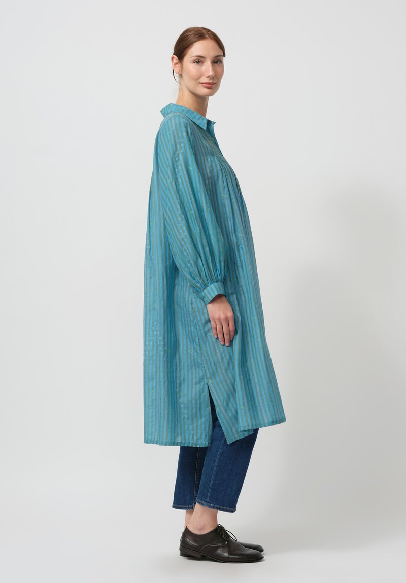 Maku Textiles Handwoven Cotton & Silk Cersei Tunic in Blue	