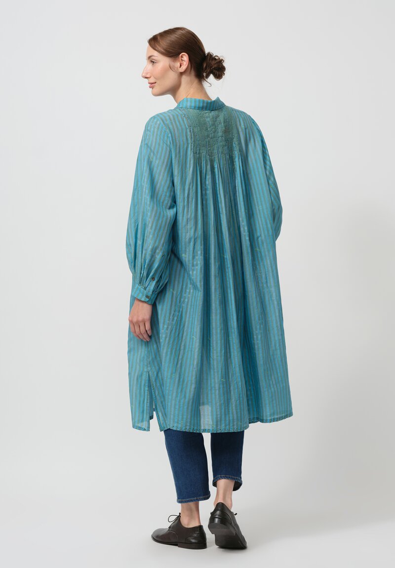 Maku Textiles Handwoven Cotton & Silk Cersei Tunic in Blue	