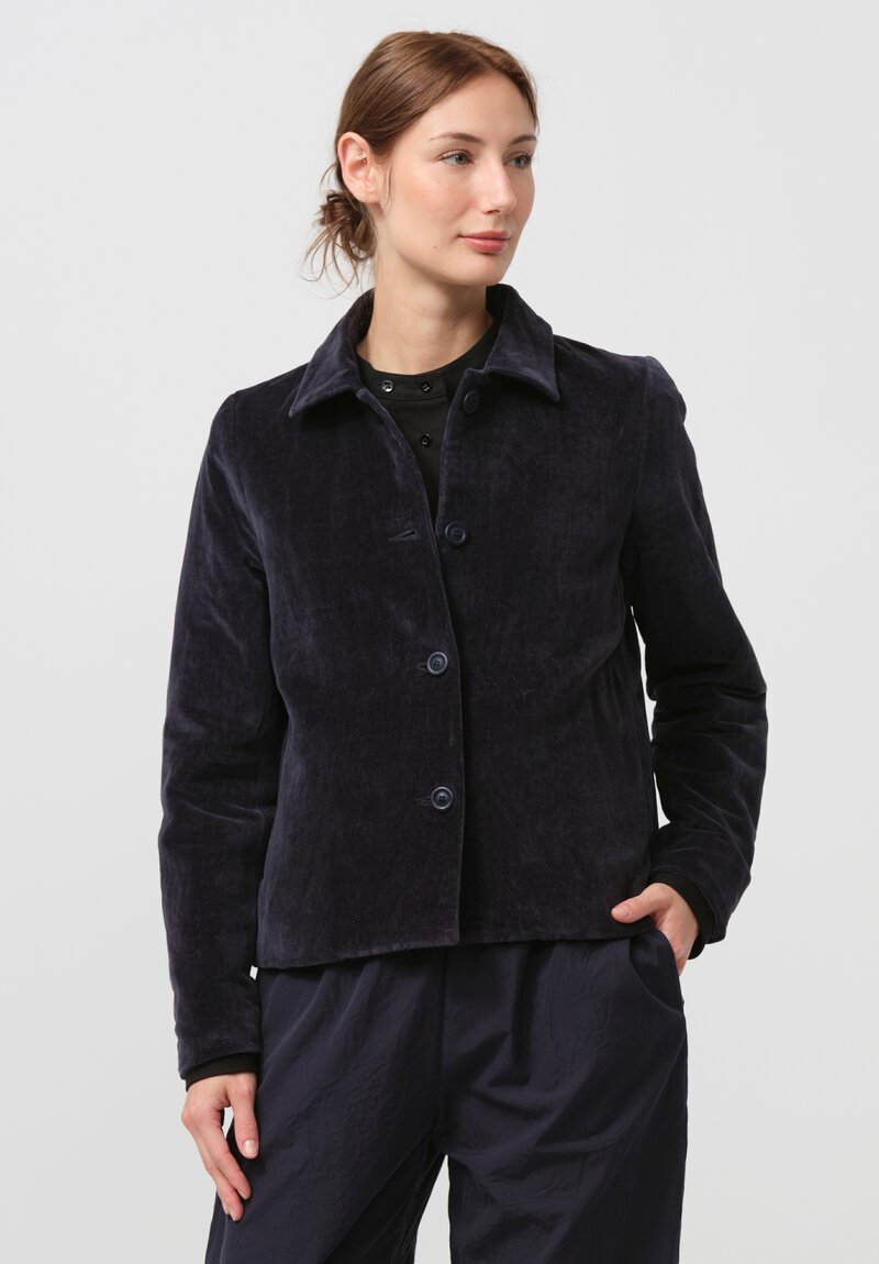 Casey Casey Cotton Velvet Pwet Linvel Jacket in Navy Blue	