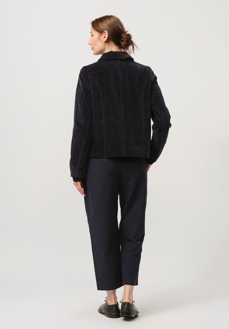 Casey Casey Cotton Velvet Pwet Linvel Jacket in Navy Blue	