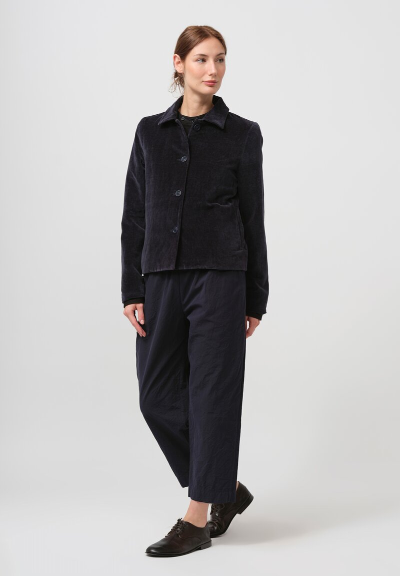 Casey Casey Cotton Velvet Pwet Linvel Jacket in Navy Blue	