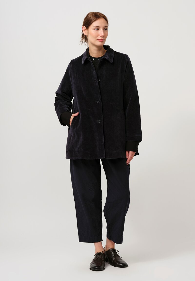 Casey Casey Cotton Velvet Soleil Linvel Jacket in Navy Blue	