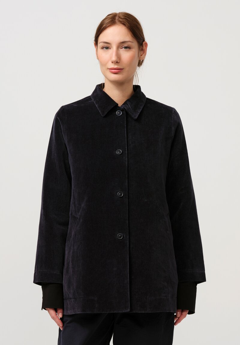 Casey Casey Cotton Velvet Soleil Linvel Jacket in Navy Blue	