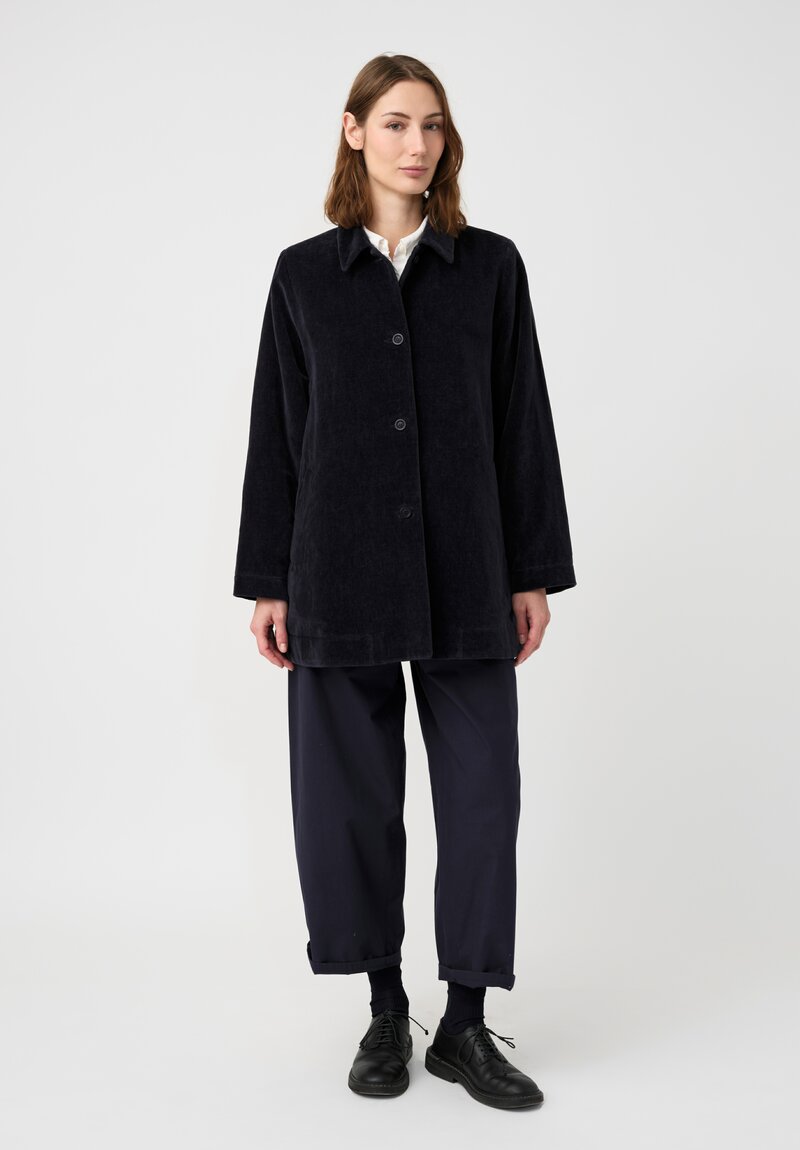 Casey Casey Cotton Velvet Soleil Linvel Jacket in Navy Blue