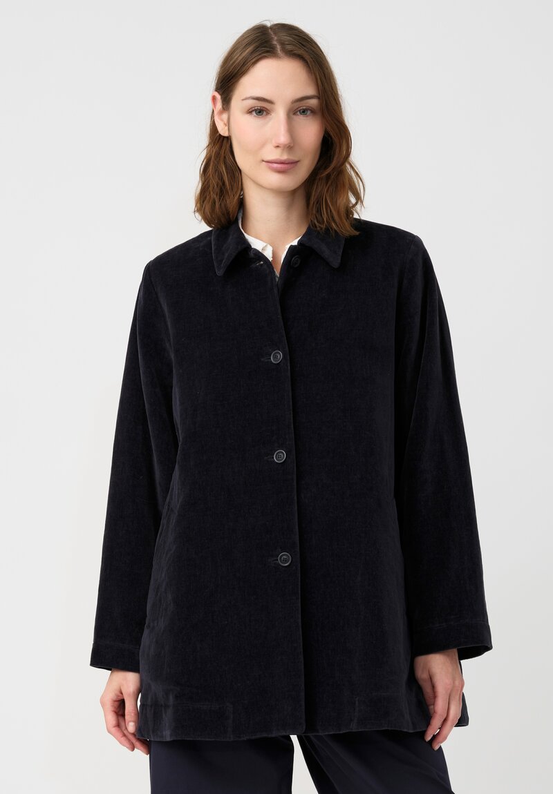 Casey Casey Cotton Velvet Soleil Linvel Jacket in Navy Blue