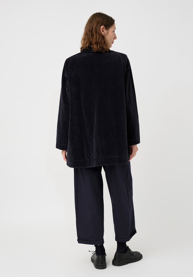Casey Casey Cotton Velvet Soleil Linvel Jacket in Navy Blue