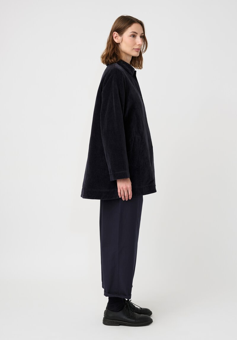 Casey Casey Cotton Velvet Soleil Linvel Jacket in Navy Blue