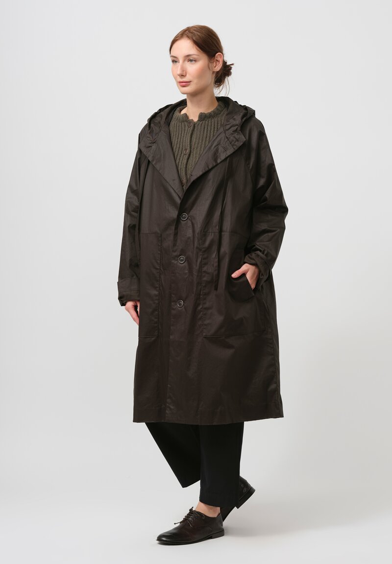 Casey Casey Cotton Anvers Lacqed Parka in Dark Khaki Green	