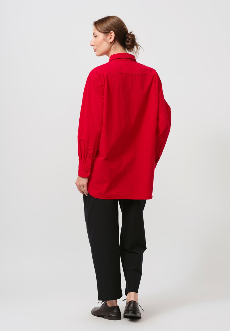 Casey Casey Paper Cotton Big Raccourcie Shirt in Lippy Red	