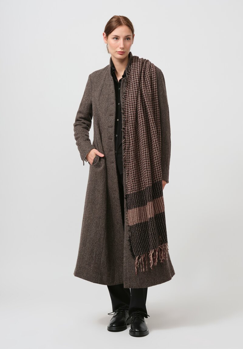 Forme d'Expression Herringbone Habit Coat in Wood Brown	