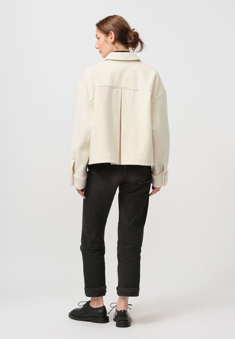 Forme d'Expression Felted Oversized Trucker Jacket in Ecru White	