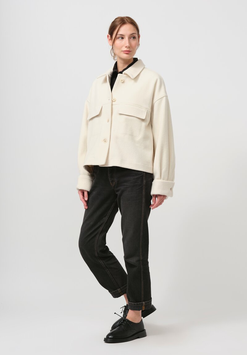 Forme d'Expression Felted Oversized Trucker Jacket in Ecru White	