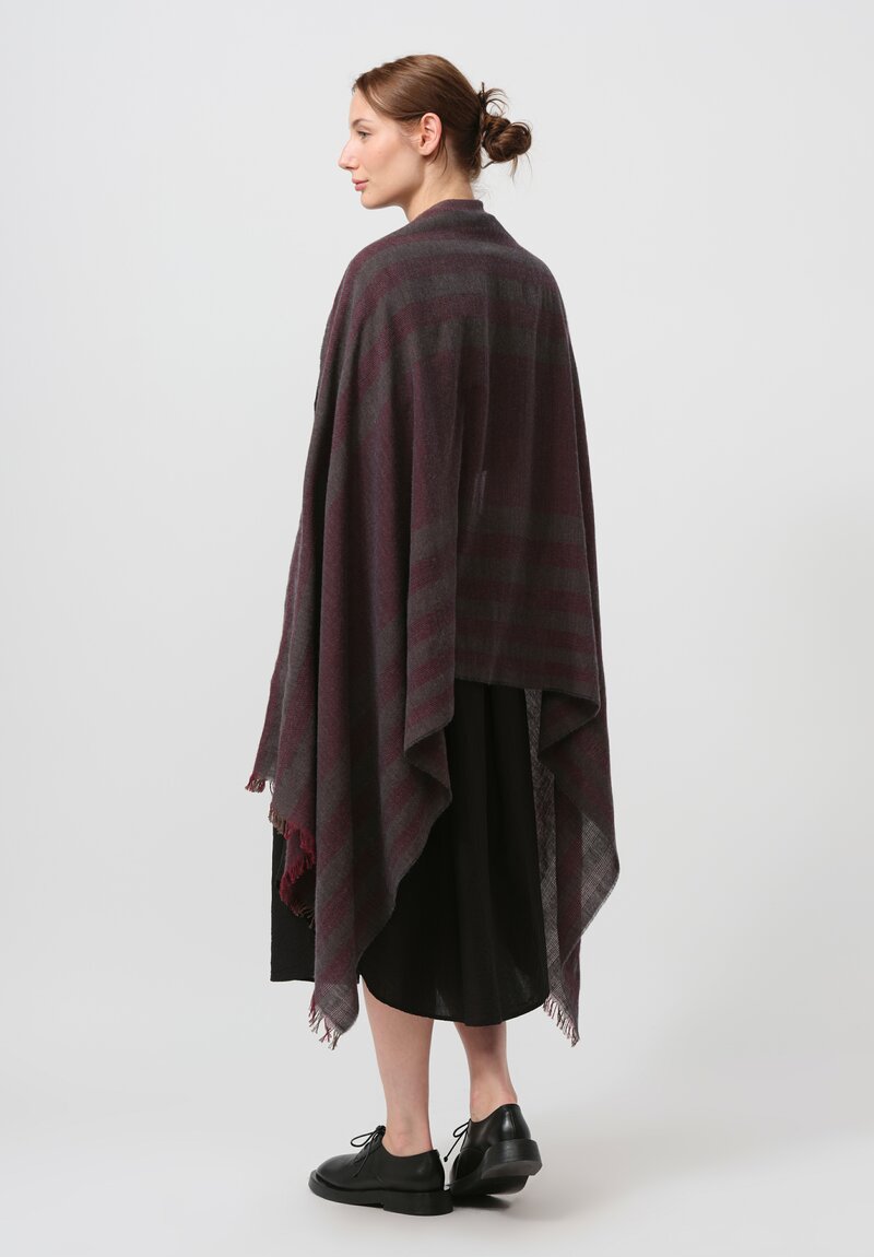 Forme d'Expression Fringed Janus Scarf in Burgundy Grey	