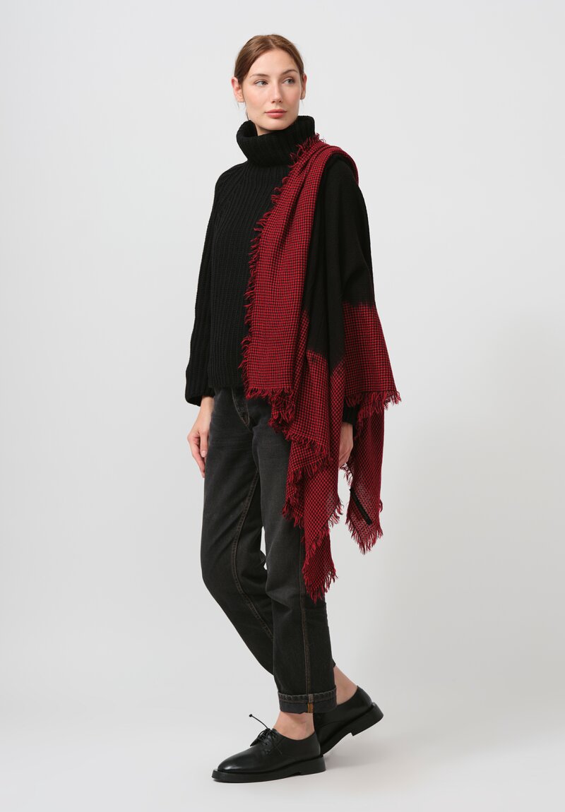 Forme d'Expression Houndstooth Janus Scarf in Burnt Red Check	