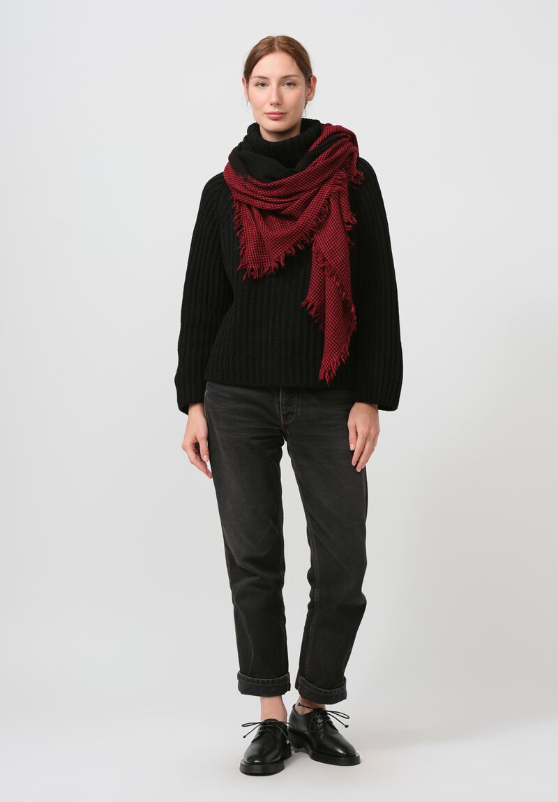 Forme d'Expression Houndstooth Janus Scarf in Burnt Red Check	