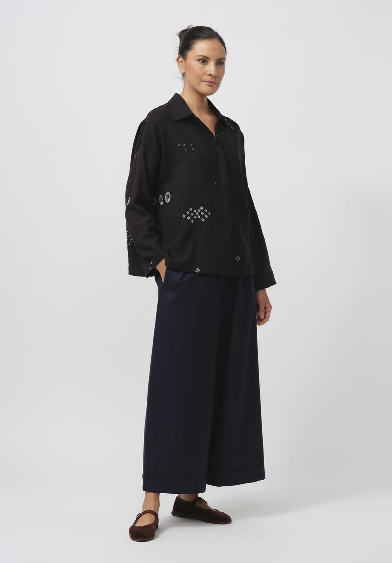 Injiri Shibori Diamond Folklore Shirt in Black 