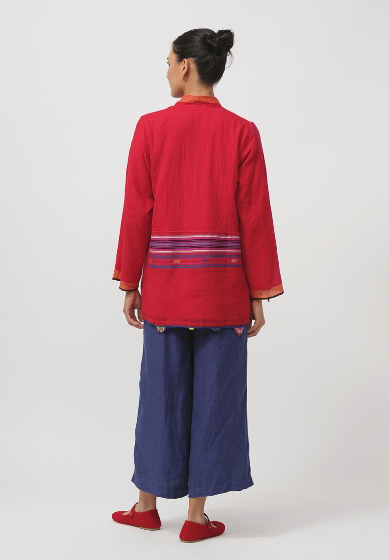 Injiri Silk-Lined Folklore Jacket in Red	