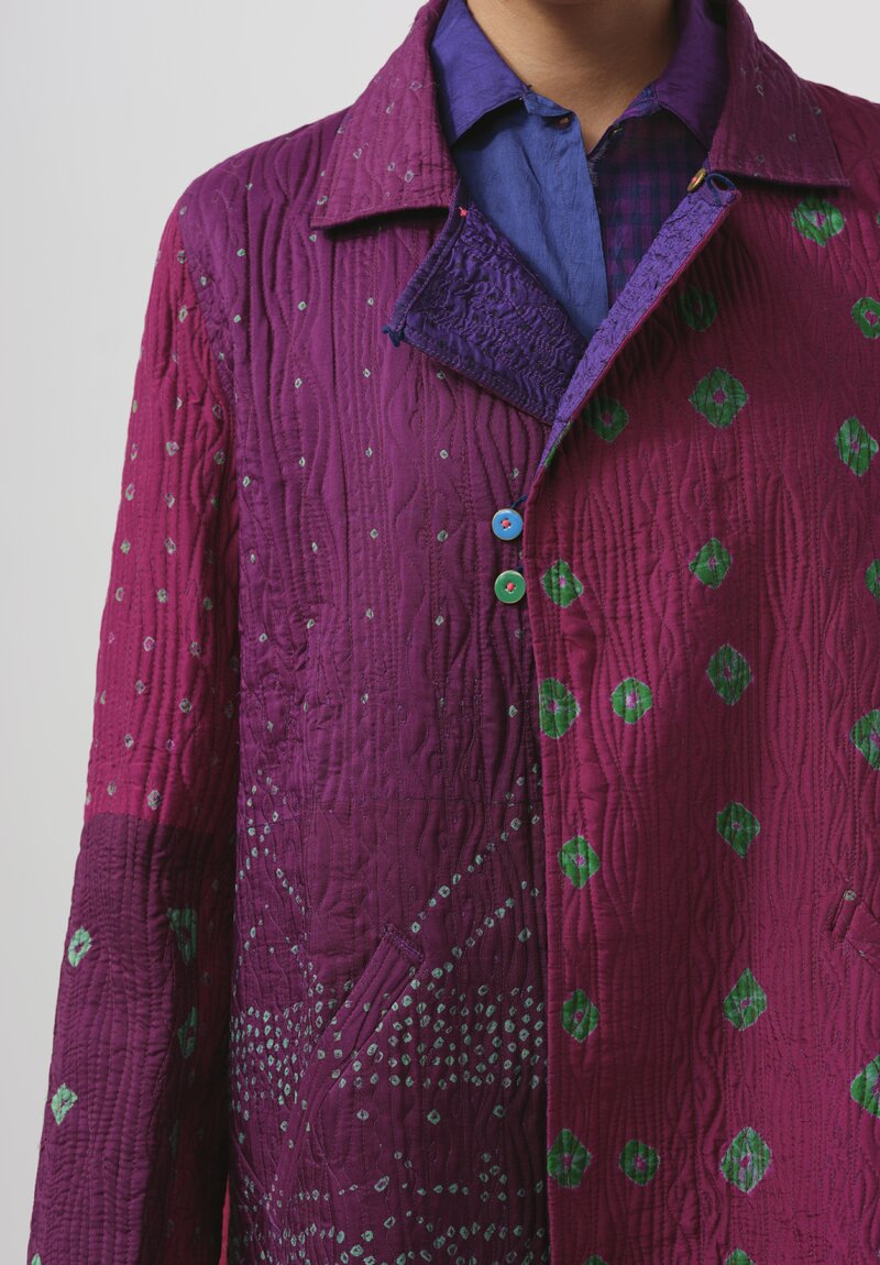 Injiri Embroidered Silk Folklore Coat in Pink & Purple	