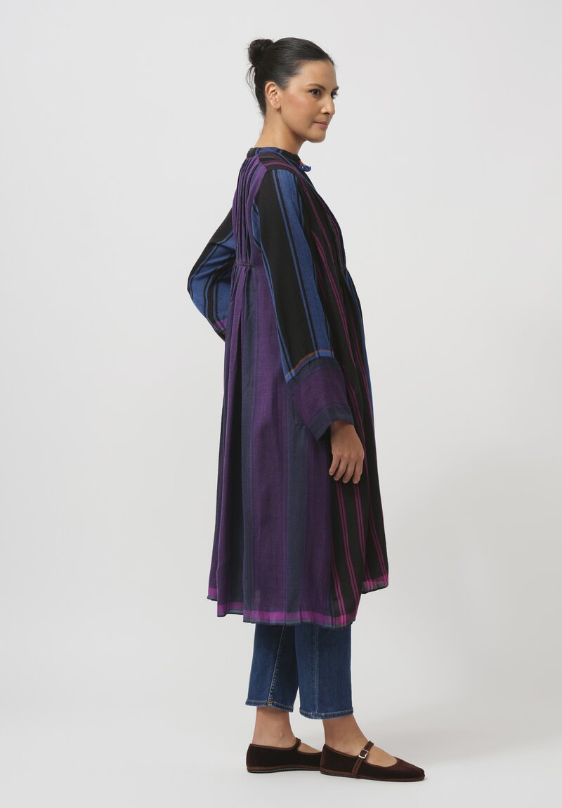 Injiri Handwoven Half-Button Folklore Tunic in Black & Blue	