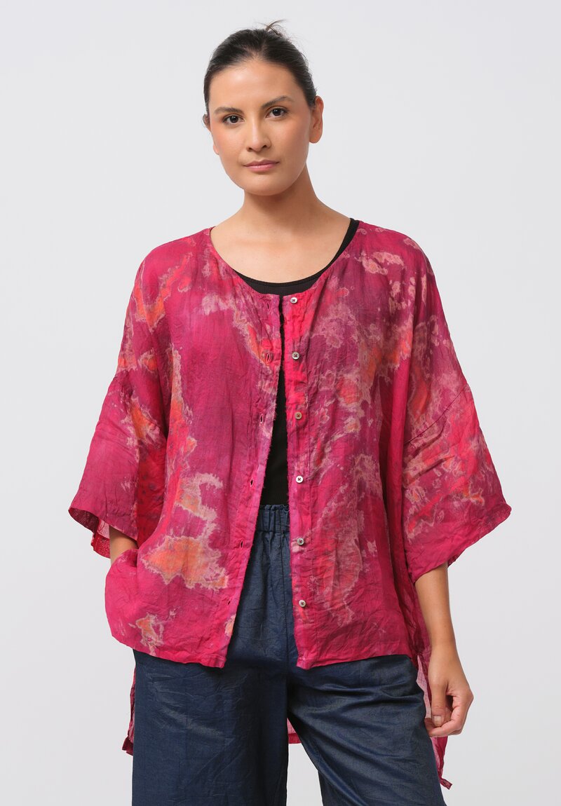 Gilda Midani Pattern-Dyed Linen Super Shirt in Blossom Pink	