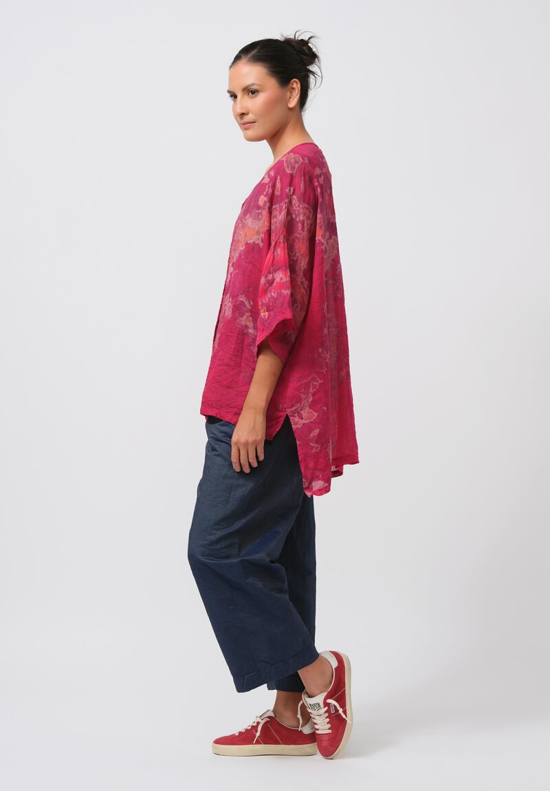 Gilda Midani Pattern-Dyed Linen Super Shirt in Blossom Pink	