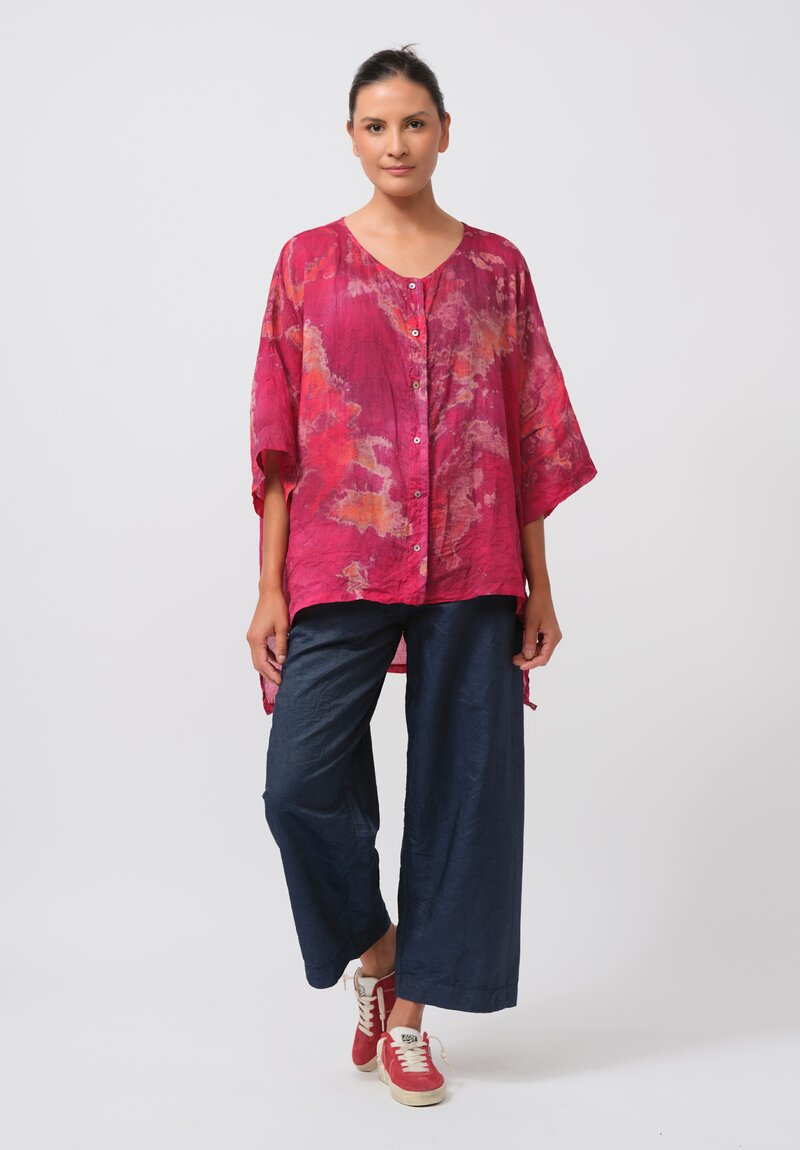 Gilda Midani Pattern-Dyed Linen Super Shirt in Blossom Pink	