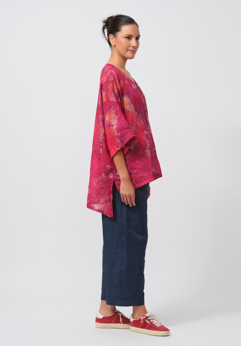 Gilda Midani Pattern-Dyed Linen Super Shirt in Blossom Pink	