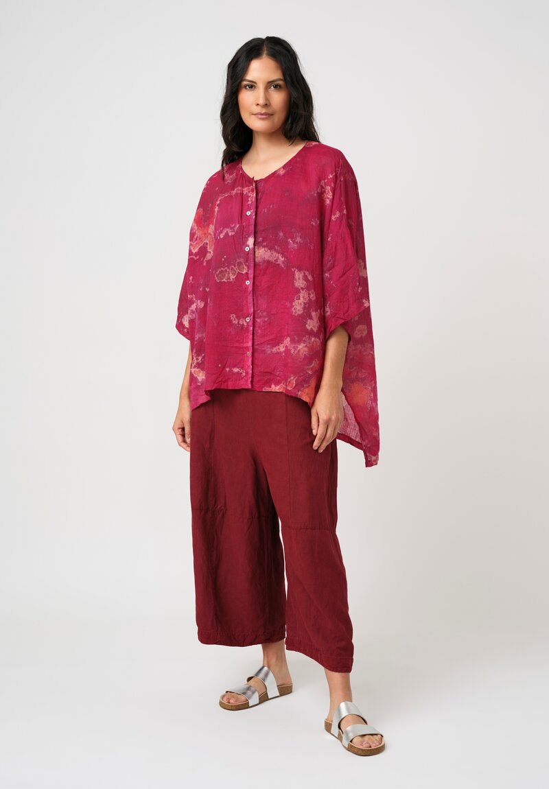 Gilda Midani Linen Pattern-Dyed Super Shirt in Blossom Pink