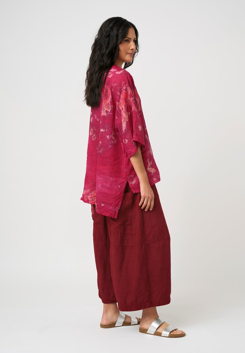 Gilda Midani Linen Pattern-Dyed Super Shirt in Blossom Pink