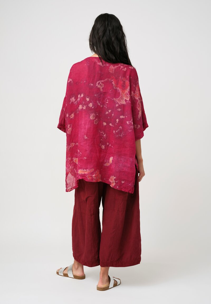 Gilda Midani Linen Pattern-Dyed Super Shirt in Blossom Pink