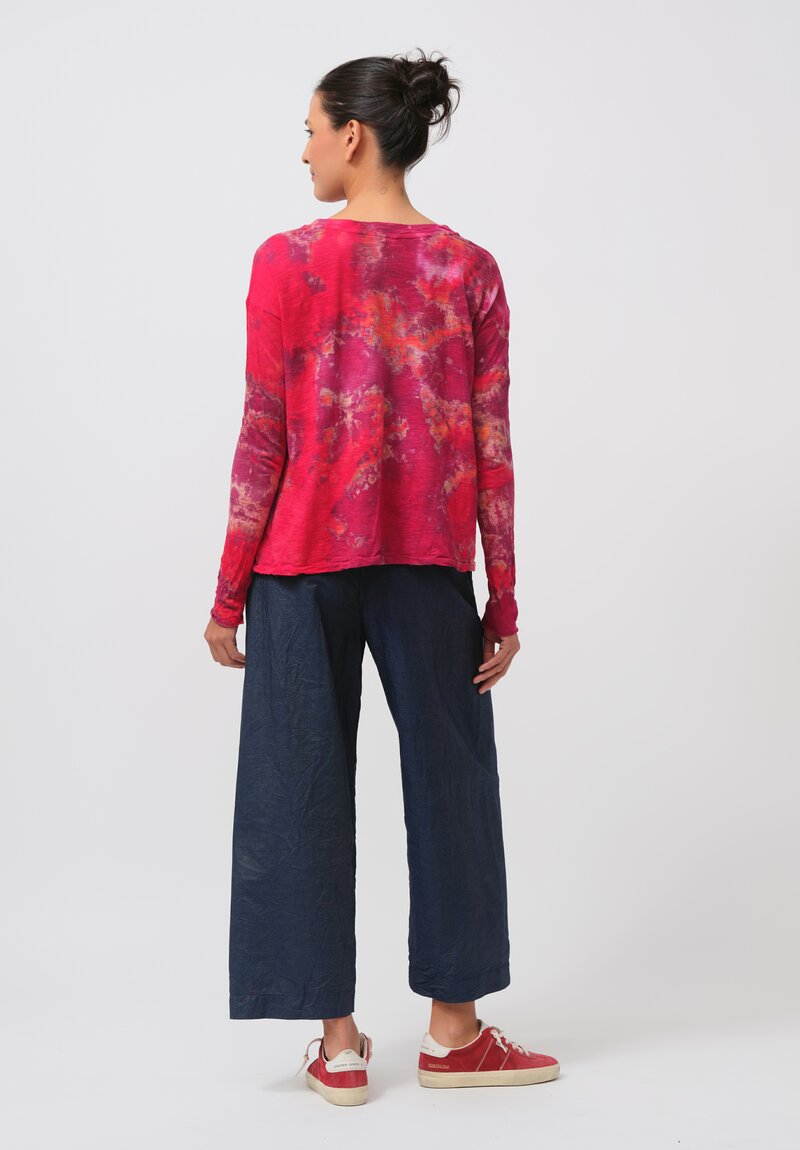 Gilda Midani Pattern-Dyed V-Neck Trapeze Tee in Blossom Pink	