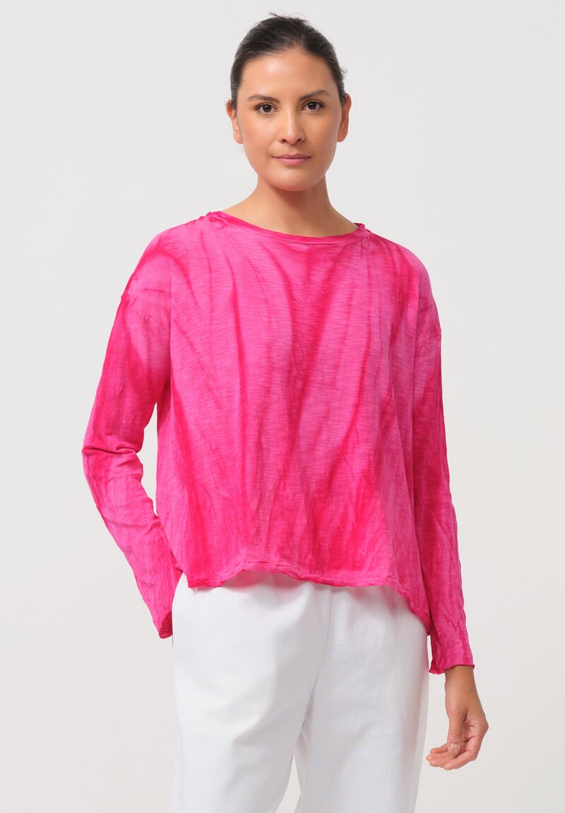 Gilda Midani Solid-Dyed Long Sleeve Trapeze Tee in Marble Pink	