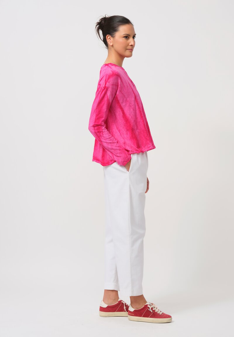 Gilda Midani Solid-Dyed Long Sleeve Trapeze Tee in Marble Pink	