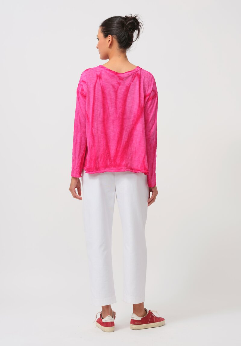 Gilda Midani Solid-Dyed Long Sleeve Trapeze Tee in Marble Pink	