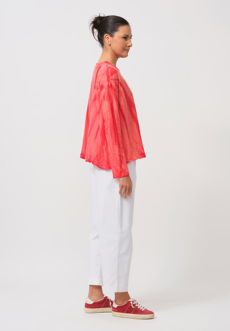 Gilda Midani Solid-Dyed Long Sleeve Trapeze Tee in Marble Fiesta Orange	