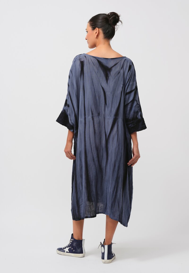 Gilda Midani Pattern-Dyed Cotton Bucket Dress in Marble Last Blue	