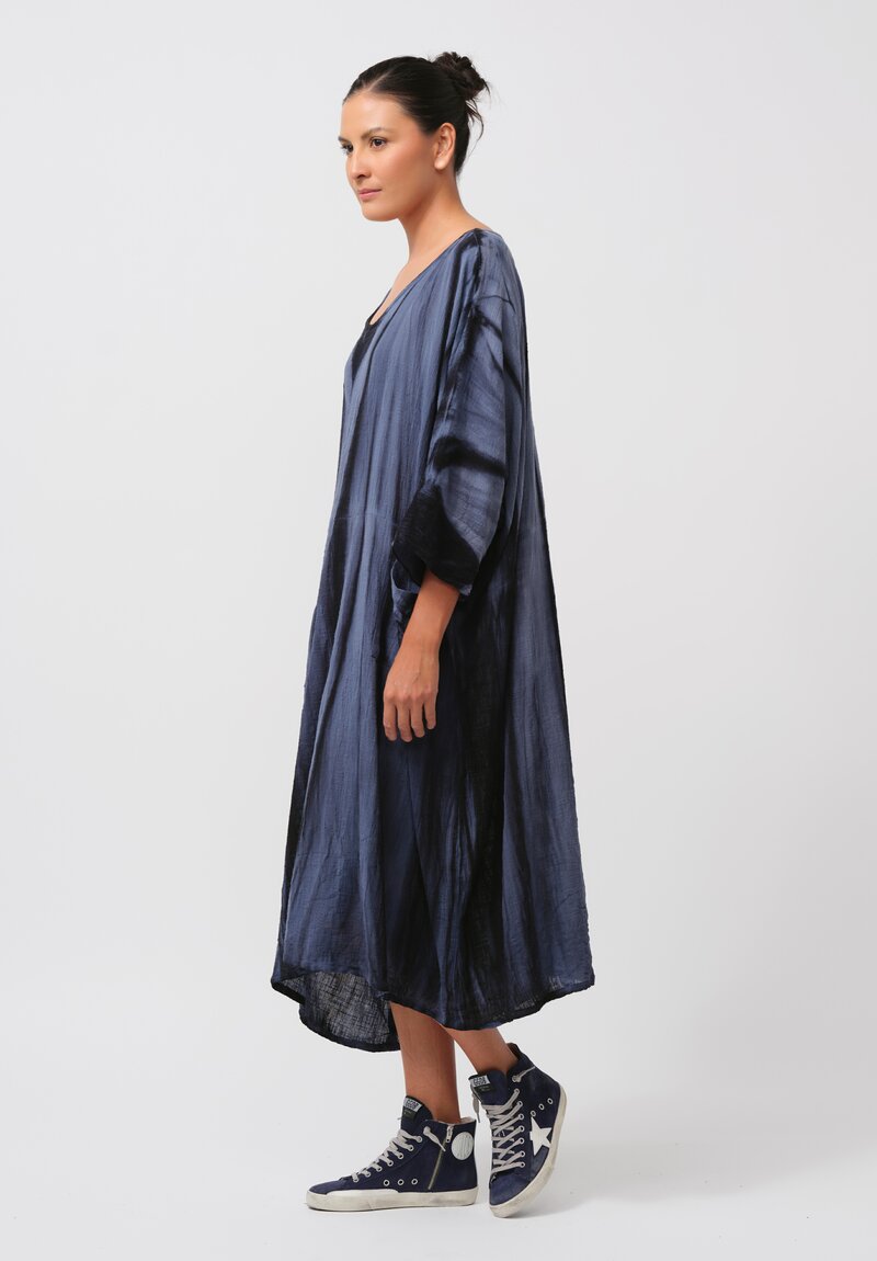 Gilda Midani Pattern-Dyed Cotton Bucket Dress in Marble Last Blue	